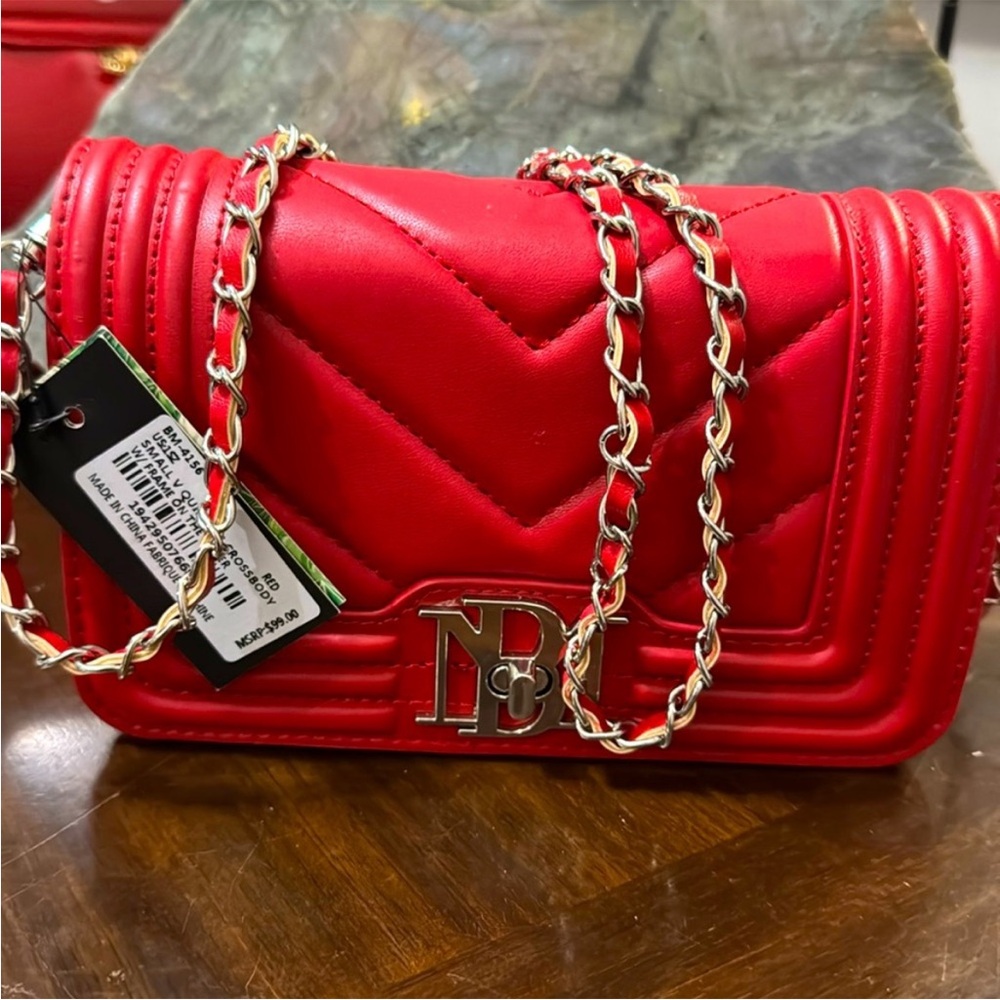 Bold Red Quilted Shoulder Bag with Gold Chain